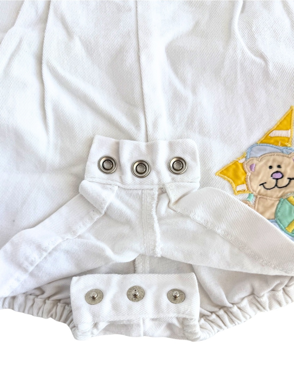 Vintage Baby Romper Set 6-9 Months Beach Teddy Bear Outfit Blue White 2pc - Picture 4 of 13